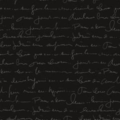 Poster - Handwritten abstract text seamless pattern, vector monochrome script background