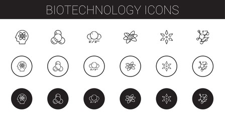 Sticker - biotechnology icons set