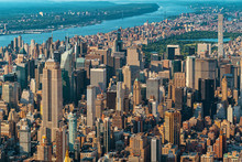 Aerial View Of The Skyscrapers Of In Manhattan, New York City