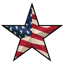 American Patriotic Barn Star With Antique Stars And Stripes Isolated Vector Illustration