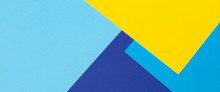 Abstract Blue And Yellow Color Paper Geometry Composition Background