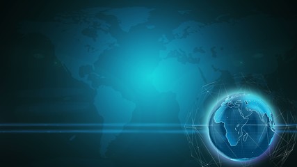 Aufkleber - World map with rotating globe business background, lower third for user text