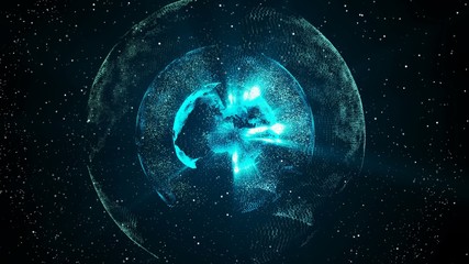 Aufkleber - Digital world inside planet, information field, robot machine learning expansion