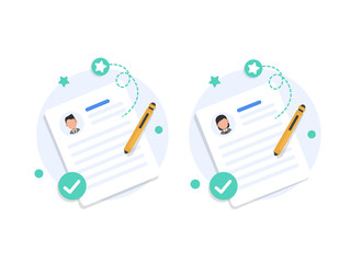 Poster - profile,document design concept,flat cartoon style of user or profile
