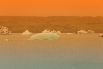 Iceberg lagoon jokulsarlon on the south of Iceland. Toned