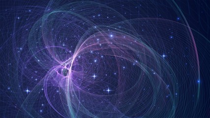 Abstract background with glowing geometric structure, network, star system, fractal