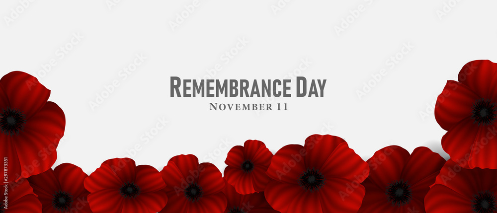 November 11, Remembrance day, A poppy flower design Billboard, Poster, Social Media template vector Illustration - obrazy, fototapety, plakaty 