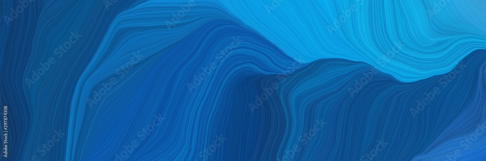 futuristic concept of curved motion speed lines with strong blue, dodger blue and midnight blue colors. good as background or backdrop wallpaper - obrazy, fototapety, plakaty 