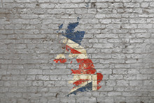 Flag Map Of Britain Painted On Brick Wall