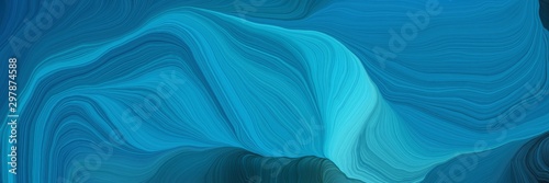 Fotografía curved speed lines background or backdrop with dark cyan, medium turquoise and very dark blue colors