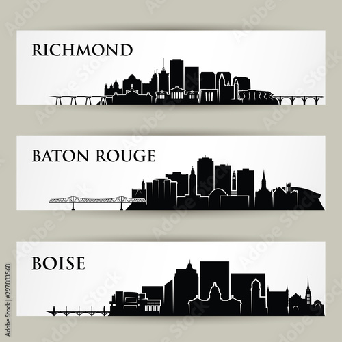 Cuadros en Lienzo United States of America cities skylines - USA, Richmond, Baton Rouge, Boise, Vi