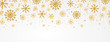 © Liubov - Gold snowflakes falling on white background. Golden snowflakes border with different ornaments. Luxury Christmas garland. Winter ornament for packaging, cards, invitations. Vector illustration