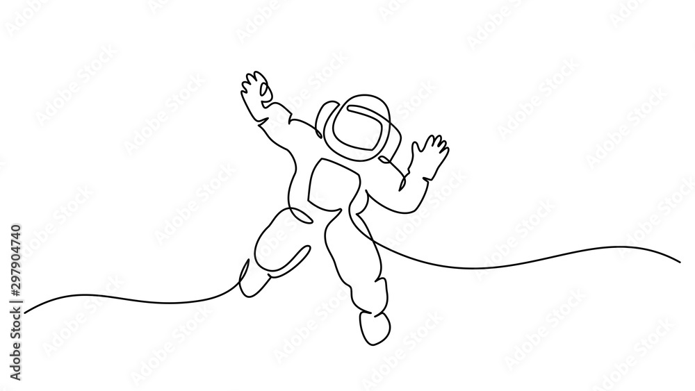 Astronaut logo one continuous line drawing Vector Stock Vector | Adobe ...