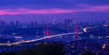 Fototapeta Londyn - Istanbul Bosphorus Bridge in the evening. July 15 Martyrs Bridge (July 15 Martyrs Bridge). Image from the top of Camica. Istanbul Turkey.
