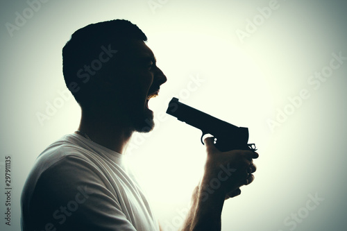 Cuadros en Lienzo A man commits suicide with a pistol.