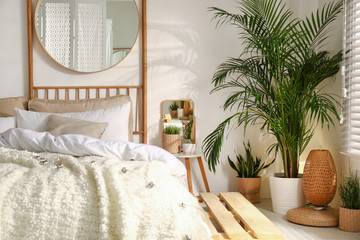 Sticker - stylish modern room interior with comfortable bed