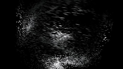 Poster - Beautiful abstraction of mesmerizing whirlwind consisting of white small particles whirling on the black background. Animation. Particles shimmering in the dark