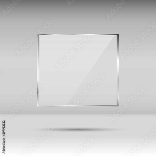 Download Blank Transparent Vector Glass Plate Photo Realistic Texture With Highlights And Glow Window Mockup Stock Vector Adobe Stock