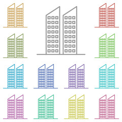 Poster - Building multi color icon. Simple thin line, outline vector of buildings icons for ui and ux, website or mobile application