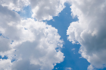 natural light from the sun with blue sky and white clouds.