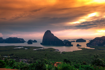 Samet Nang She-Phang Nga:October 20, 2019,the morning atmosphere, with tourists,tourists frequented by nature Samed Nang Chi Viewpoint, Khlong Khian Subdistrict,Takua Thung District Phang Nga,Thailand