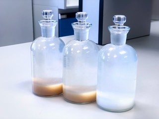 bod bottle for analysis biochemical oxygen demand in waste water sample, precipitation with solvent 