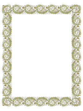 Floral frame isolated on white background.
