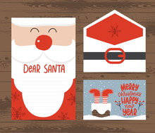 Creative Christmas Letter And Envelope Template. Dear Santa.