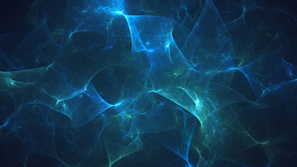 Poster - 3D rendering abstract blue fractal light background