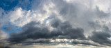 Fototapeta Na sufit - Fantastic soft clouds against blue sky, natural composition - panorama