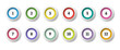 Circle 3d icon set with number bullet point from 1 to 12. 
