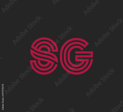 Initial Two Letter Red Line Shape Logo On Black Vector Sg Buy This Stock Vector And Explore Similar Vectors At Adobe Stock Adobe Stock