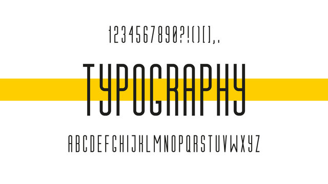 Creative modern font. Alphabet letters and numbers. Vector illustration.