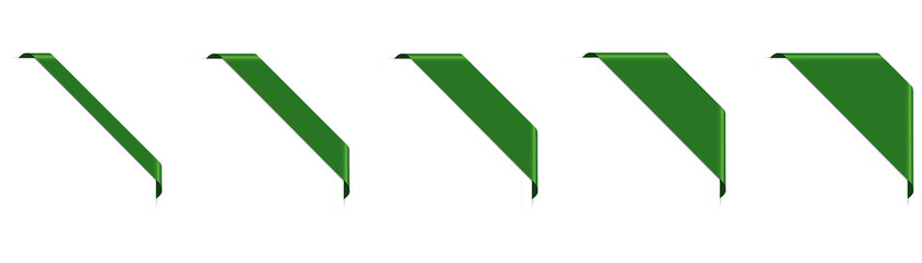 set of green corner ribbon banners