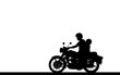  silhouette fatherand son  ride classic motorcycle on white background