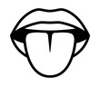 Mouth sticking tongue out or lick line art vector icon for apps and websites