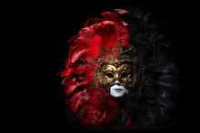 Italian Carnival Venetian Mask. Mysterious Event, Party