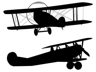 Sticker - Vector biplanes silhouettes