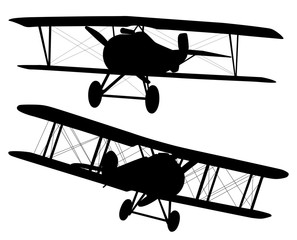 Sticker - Vector biplanes silhouettes