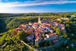 Groznjan. Ancient hill village of Groznjan aerial panoramic view