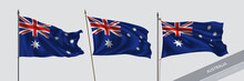 Set Of Australia Waving Flag On Isolated Background Vector Illustration