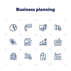 Poster - business strategy line icons set. set of line icons on white background. economy concept. plan, sche