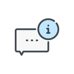 Fototapete - Message information color line icon. Chat with help info button vector outline colorful sign.