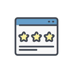 Poster - Online rating color line icon. Website with customer satisfaction vector outline colorful sign.