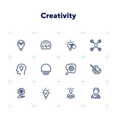 Poster - Creativity line icon set. Artist, idea, lightbulb. Creative job concept. Can be used for topics like innovation, startup, invention, idea marketing
