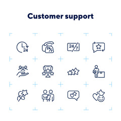 Sticker - Customer support line icon set. Telephone, courier, order delivery. Service concept. Can be used for topics like feedback, online shopping, rating