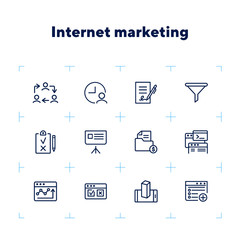 Poster - Internet marketing icons. Set of line icons. Work cycle, signing contract, sales funnel. Business development concept. Vector illustration can be used for topics like business, marketing, trade