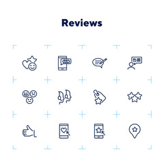 Poster - Reviews line icon set. Approval, best offer, best price, call center. Online store concept. Can be used for topics like customer support, rate, feedback