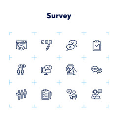 Poster - Survey line icon set. Whipping votes, checkmark, questionnaire. Customer assessment concept. Can be used for topics like analysis, research, feedback