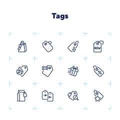 Sticker - Tags line icon set. Label, new arrival, sale. Promotion concept. Can be used for topics like retail, price, shopping, discount